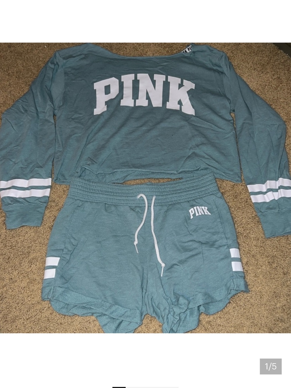 PINK Victoria's Secret Teal Lounge Short Set